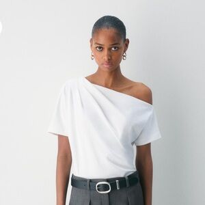 Babaton White One-Shoulder Tee